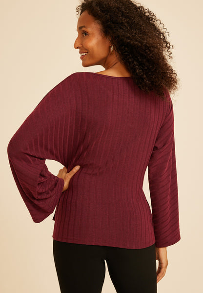Maurices Tie Front Rib Knit Cape Blouse