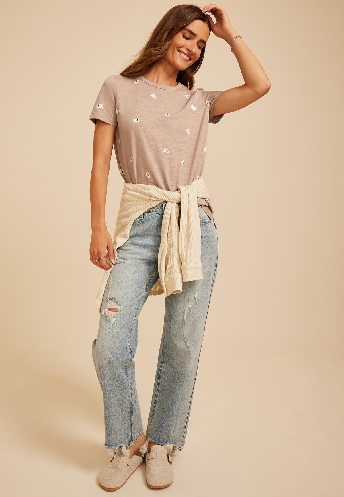 Maurices 24/7 Dawson Ghost Embroidered Crew Neck Tee