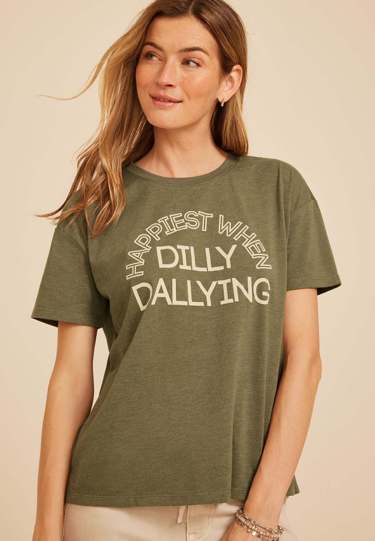 Maurices Happiest When Dilly Dallying Vintage Fit Graphic Tee