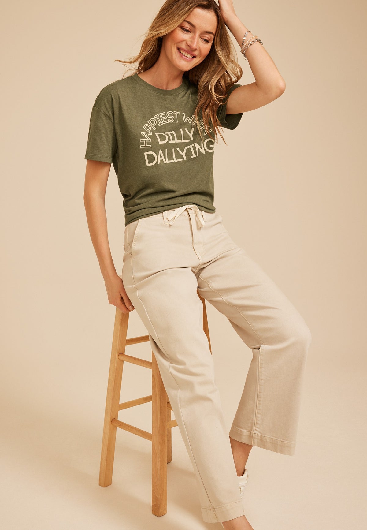 Maurices Happiest When Dilly Dallying Vintage Fit Graphic Tee