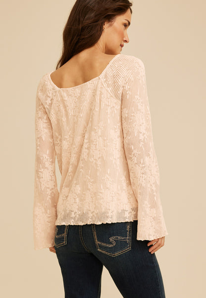 Maurices Pleated Lace Square Neck Blouse