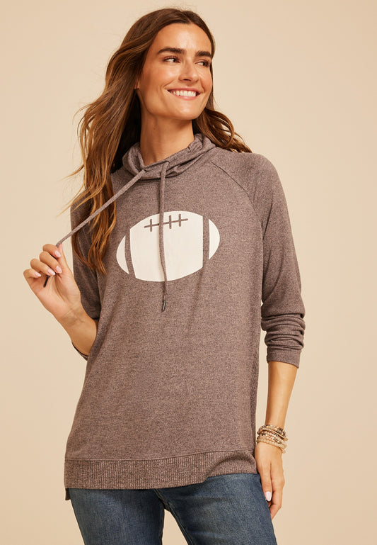 Maurices Haven Football Graphic Cowl Neck Top