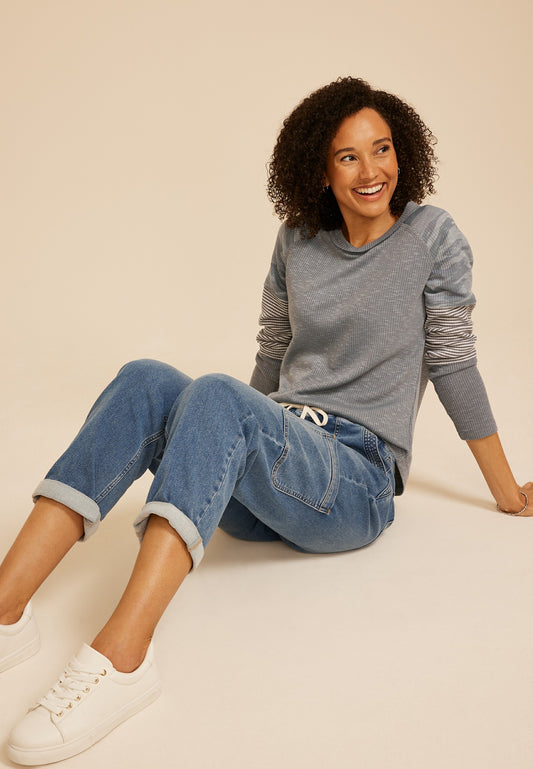 Maurices Camo Colorblock Ribbed Long Sleeve Tee