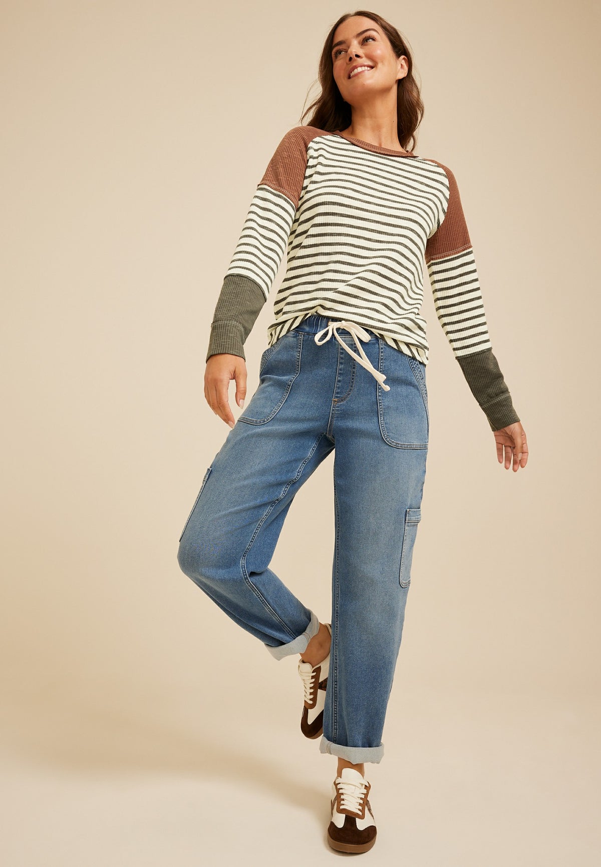 Maurices Colorblock Striped Raglan Tee