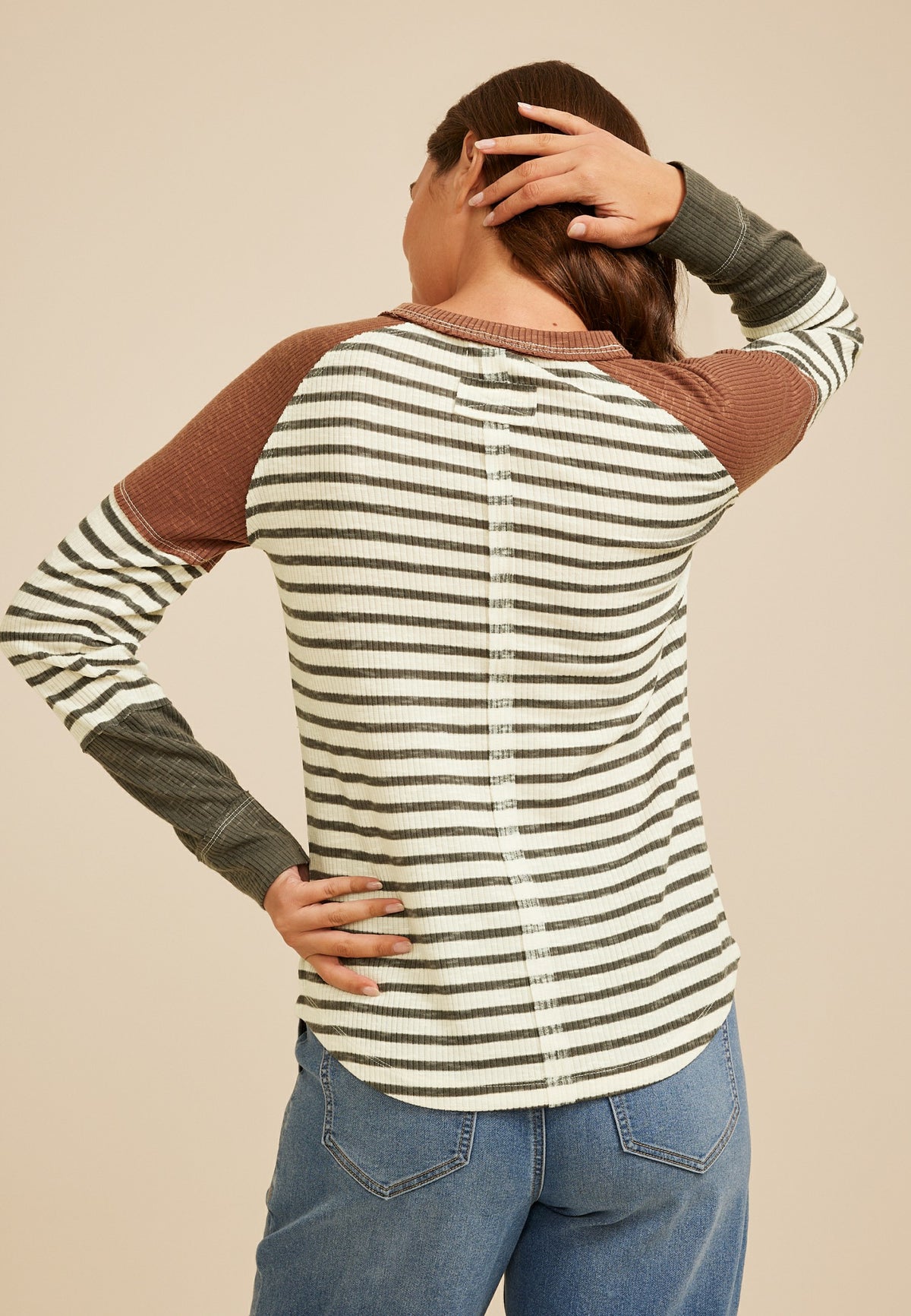 Maurices Colorblock Striped Raglan Tee
