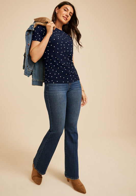 Maurices 24/7 Polka Dot Side Knot Tee