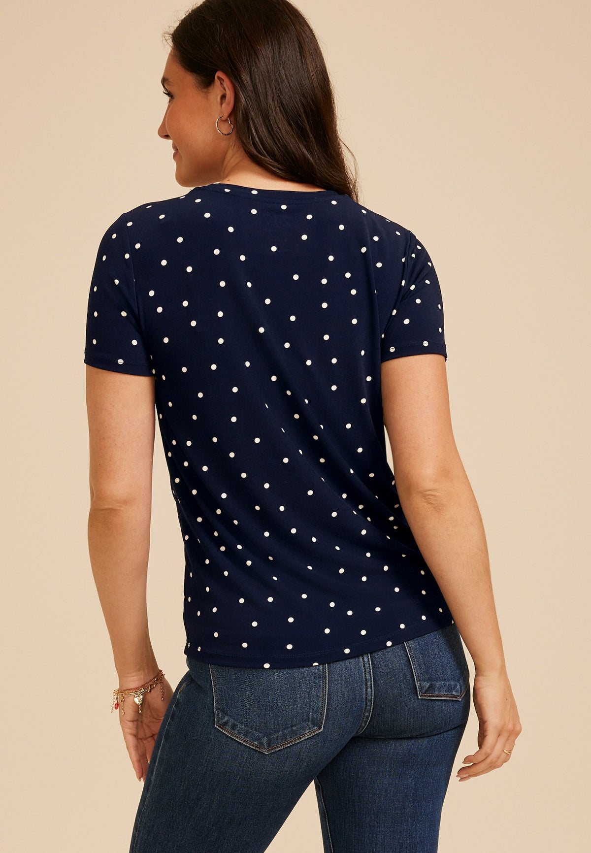 Maurices 24/7 Polka Dot Side Knot Tee