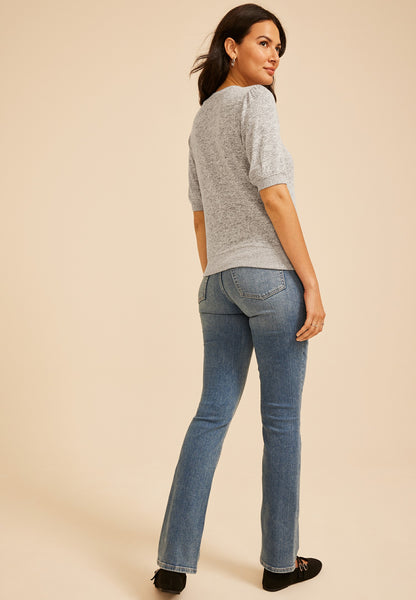 Maurices Heathered Hacci Puff Sleeve Top