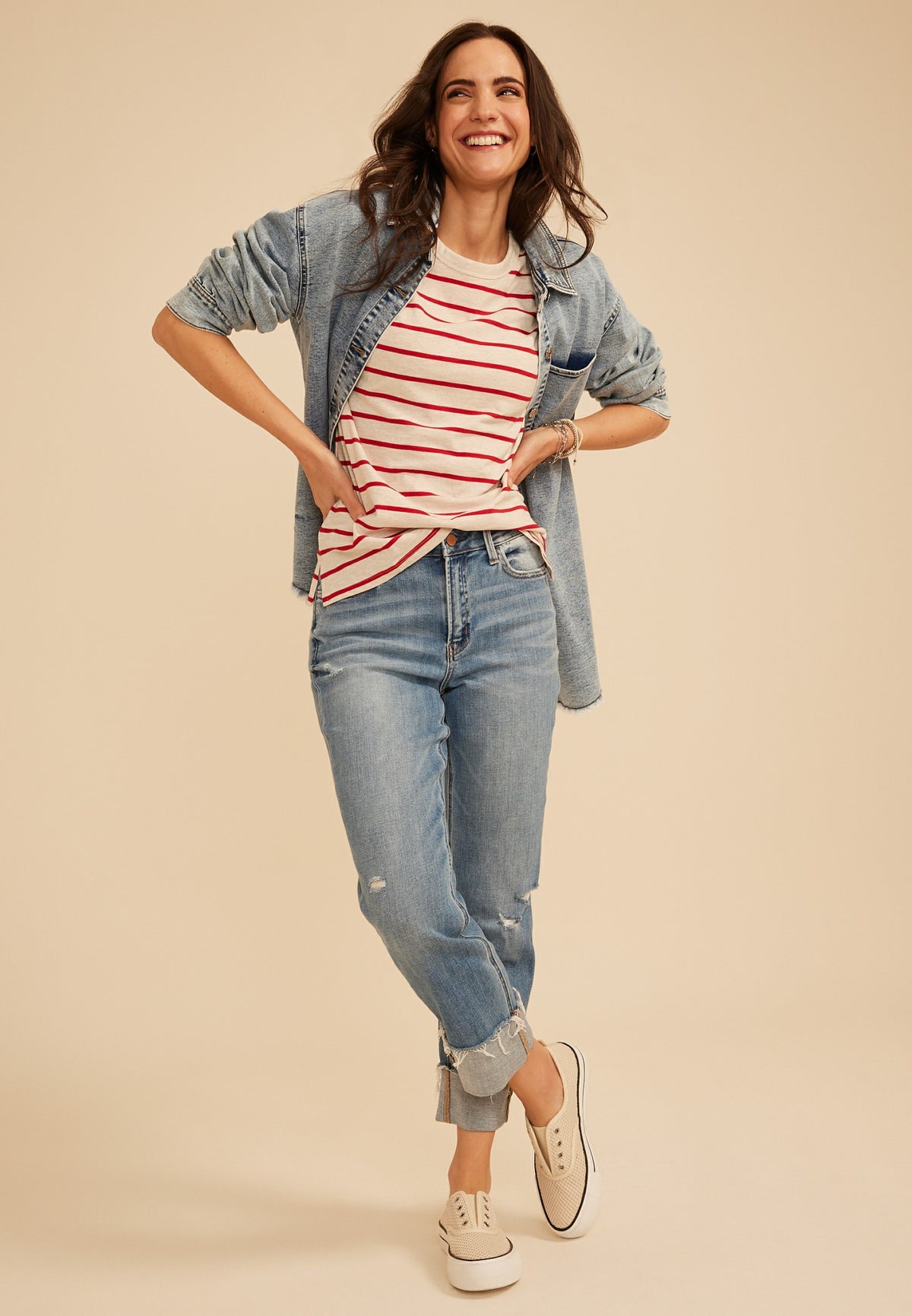 Maurices 24/7 Dawson Striped Crew Neck Tee