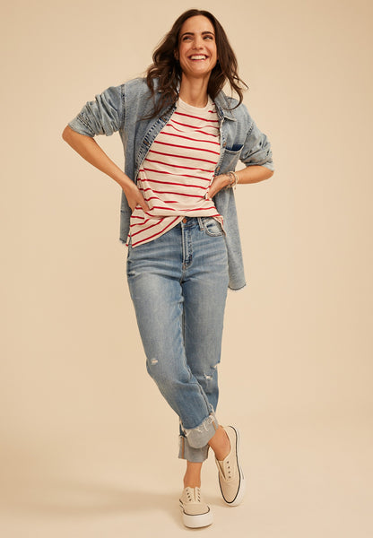 Maurices 24/7 Dawson Striped Crew Neck Tee