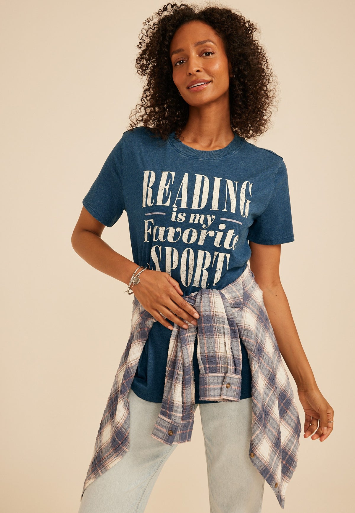 Maurices Reading Is My Favorite Sport Oversized Fit Graphic Tee