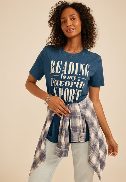 Maurices Reading Is My Favorite Sport Oversized Fit Graphic Tee