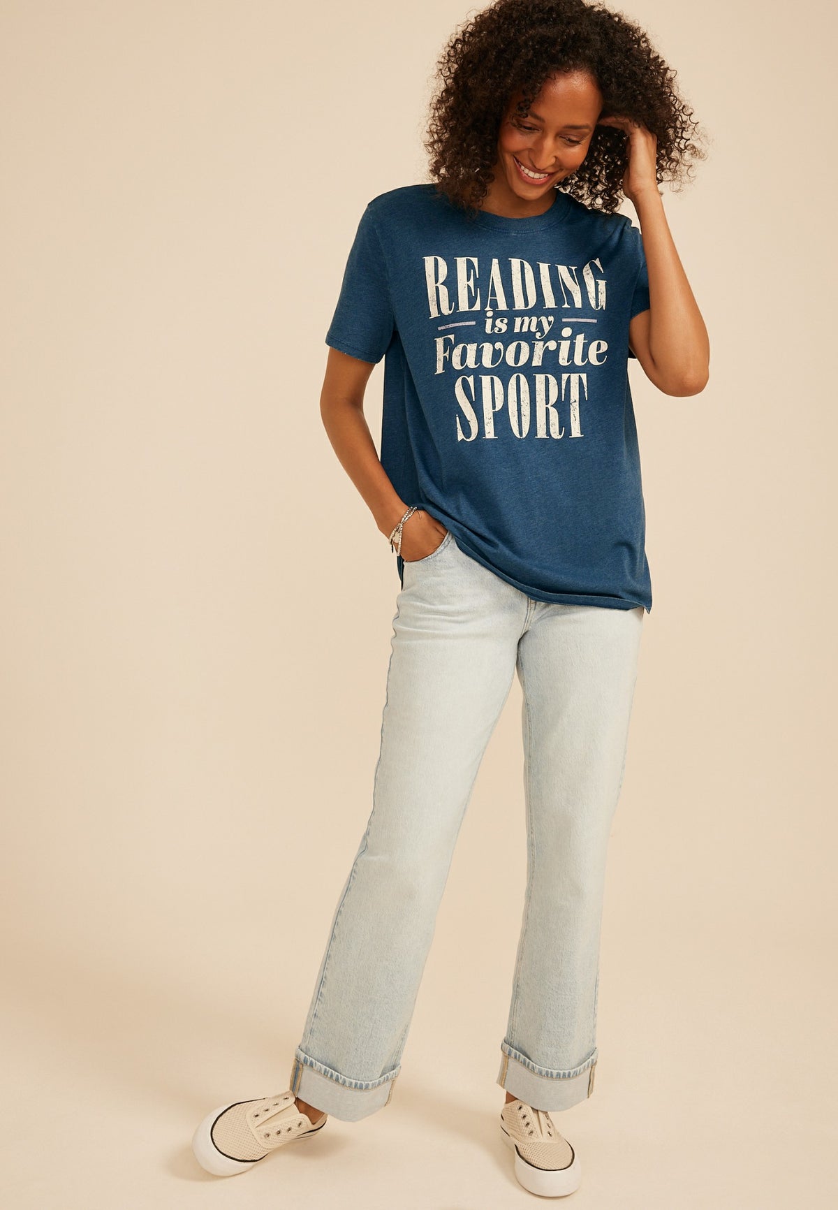 Maurices Reading Is My Favorite Sport Oversized Fit Graphic Tee