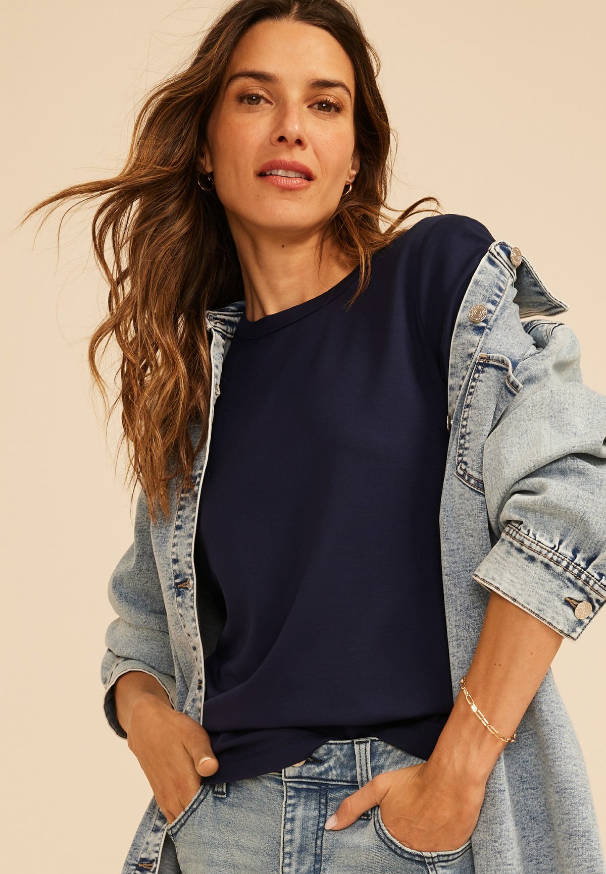 Maurices 24/7 Elbow Sleeve Crew Neck Tee