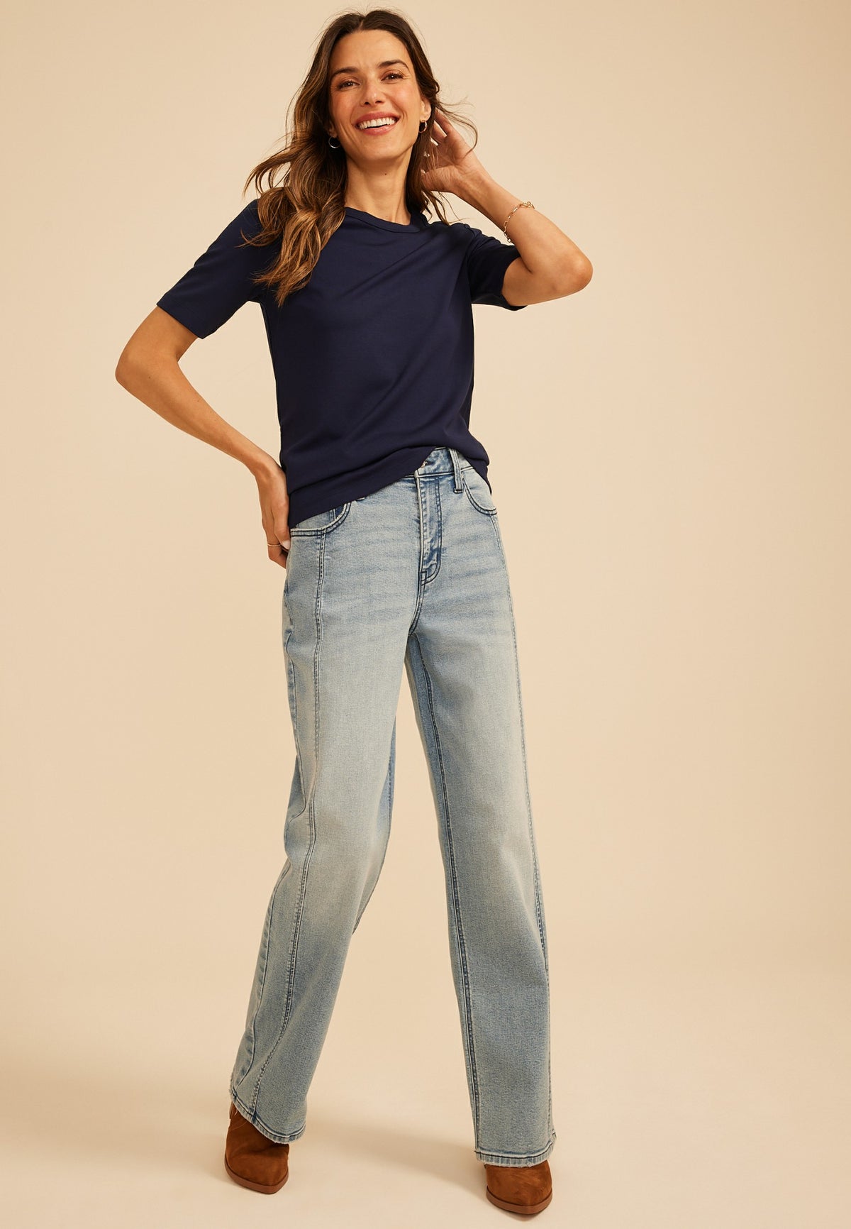 Maurices 24/7 Elbow Sleeve Crew Neck Tee