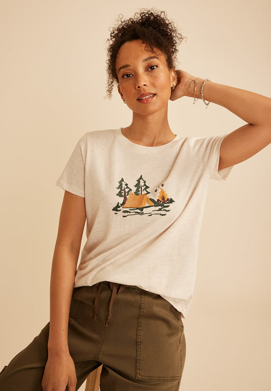 Maurices Embroidered Camp Scene Classic Fit Graphic Tee