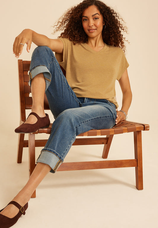 Maurices 24/7 Bubble Hem V Neck Tee