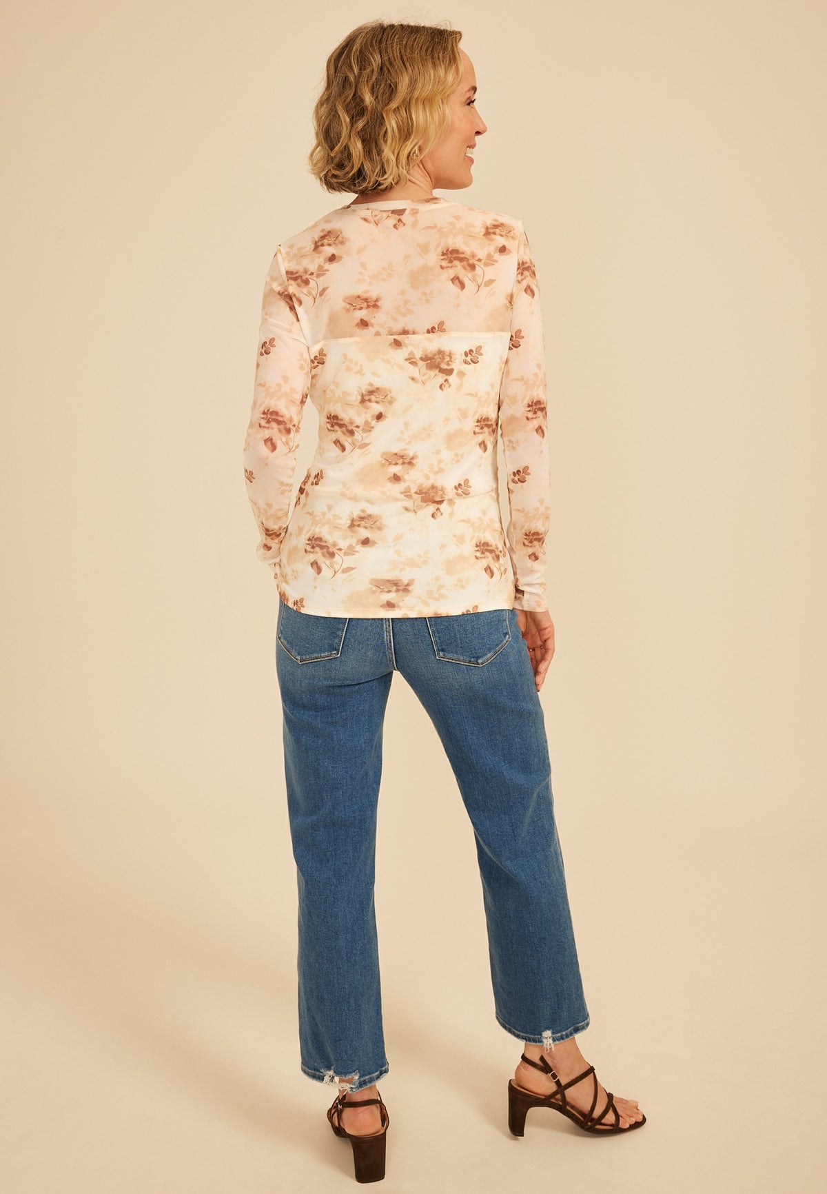Maurices Floral Mesh Long Sleeve Top