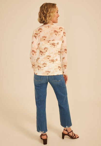 Maurices Floral Mesh Long Sleeve Top