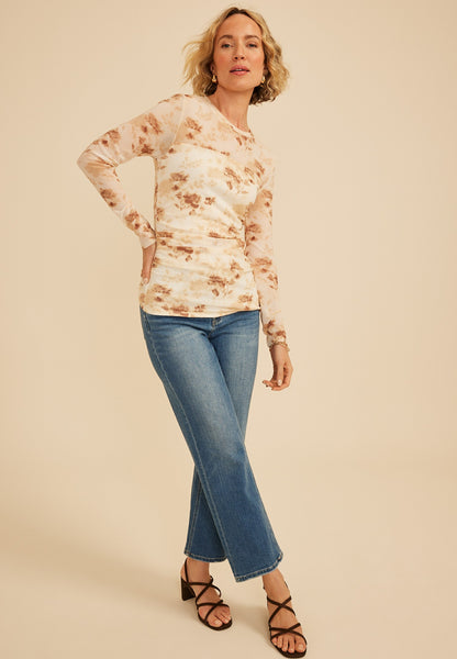 Maurices Floral Mesh Long Sleeve Top