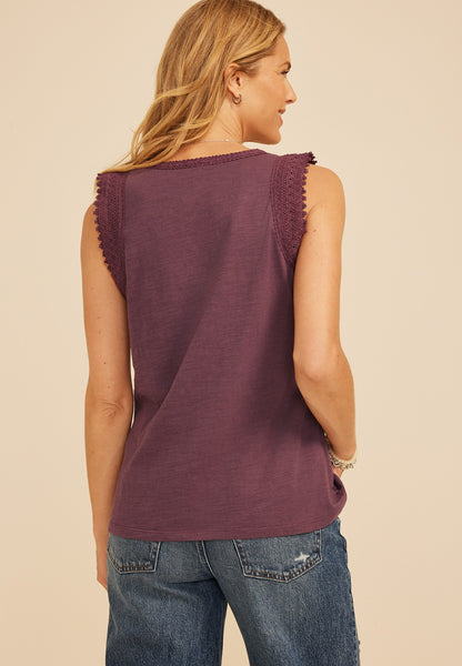 Maurices Lace Trim V Neck Tank Top