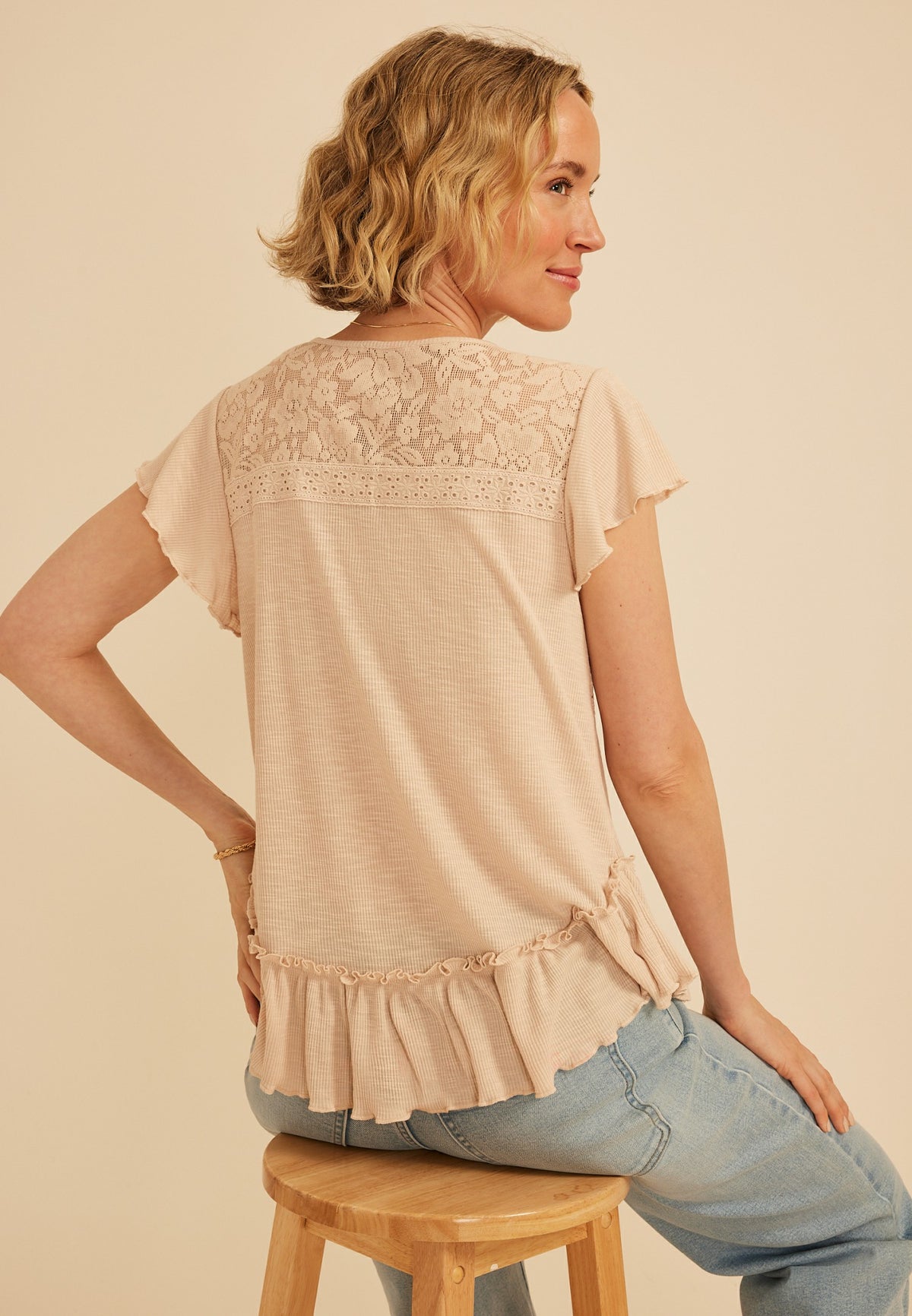 Maurices Lace Trim Button Front Top