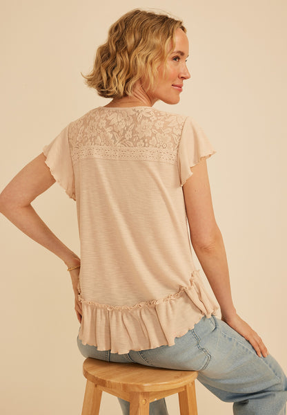 Maurices Lace Trim Button Front Top