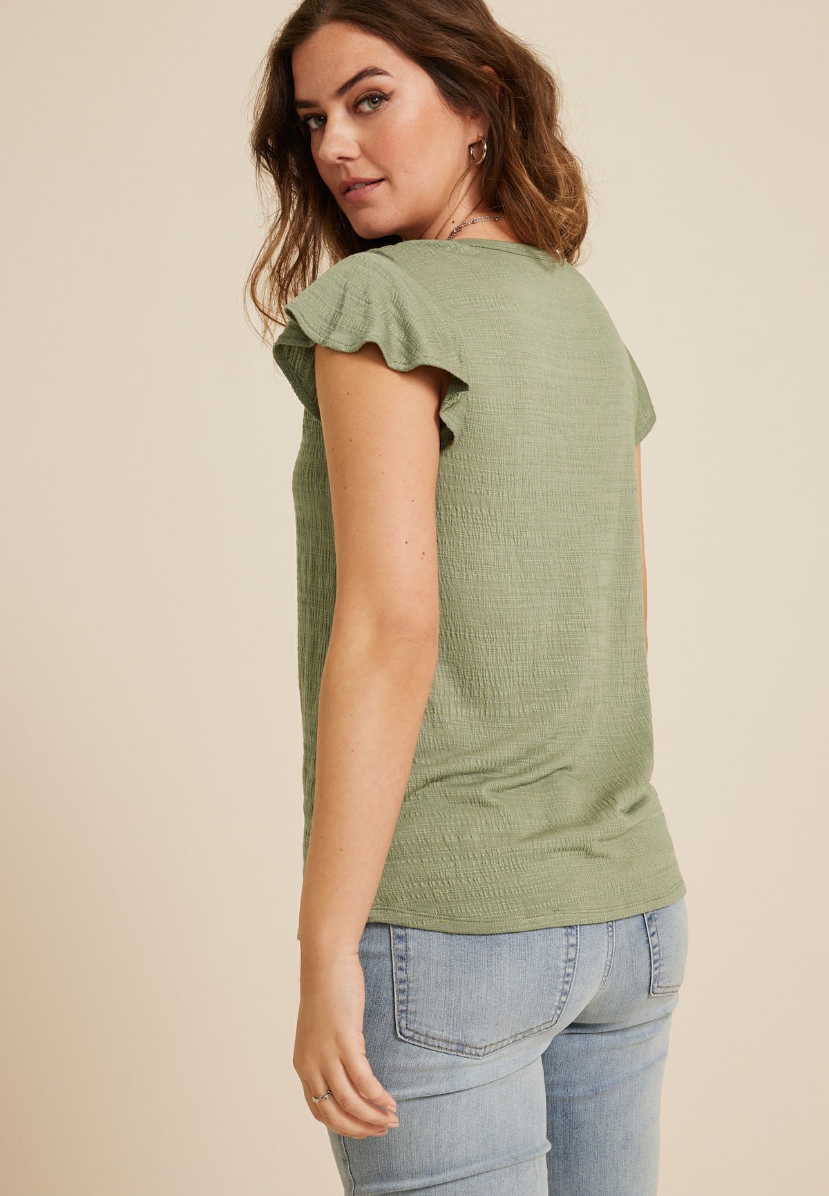 Maurices Textured Flutter Sleeve Tee