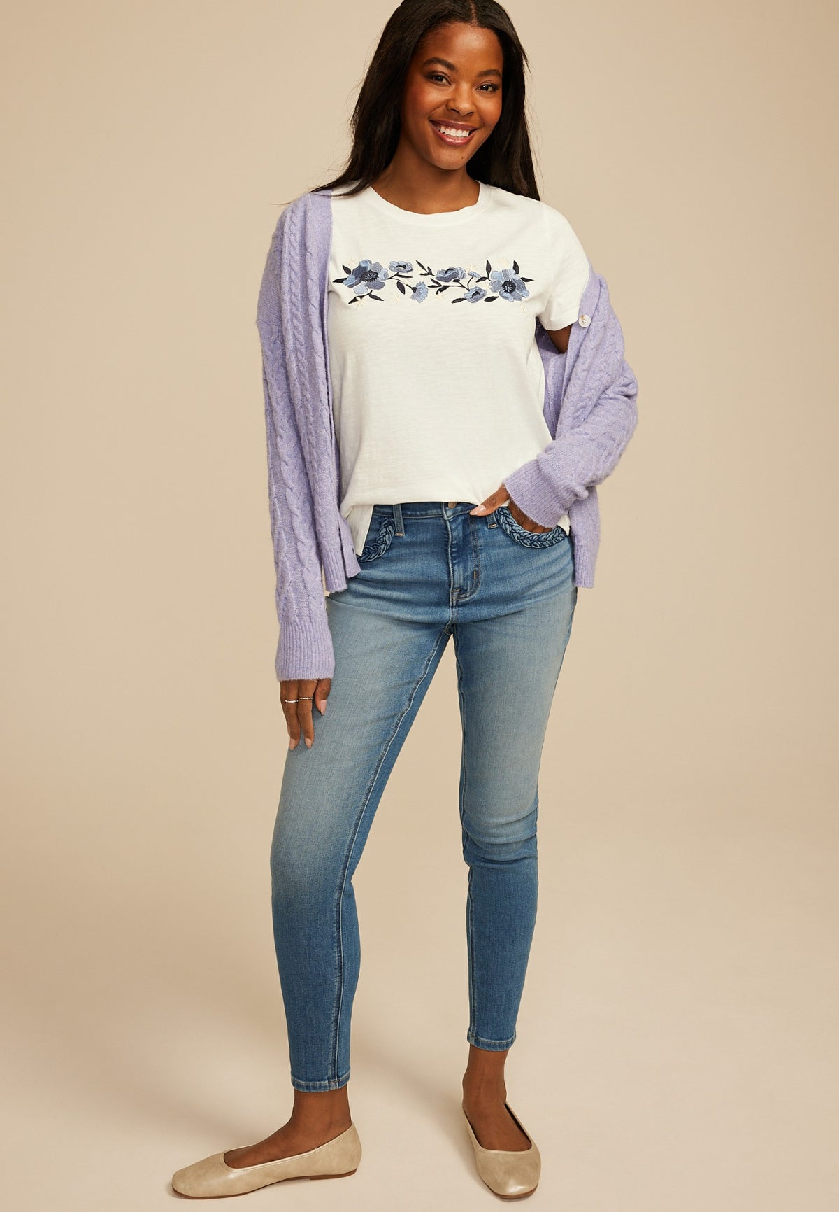 Maurices Floral Embroidered Classic Fit Graphic Tee