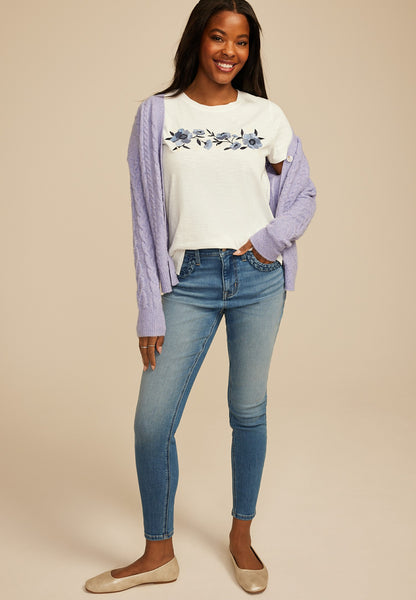 Maurices Floral Embroidered Classic Fit Graphic Tee