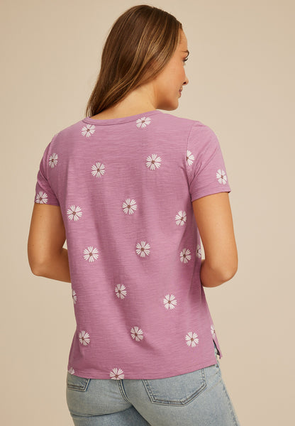 Maurices 24/7 Dawson Floral Embroidered Crew Neck Tee