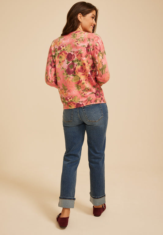 Maurices Floral Crew Neck Sweater