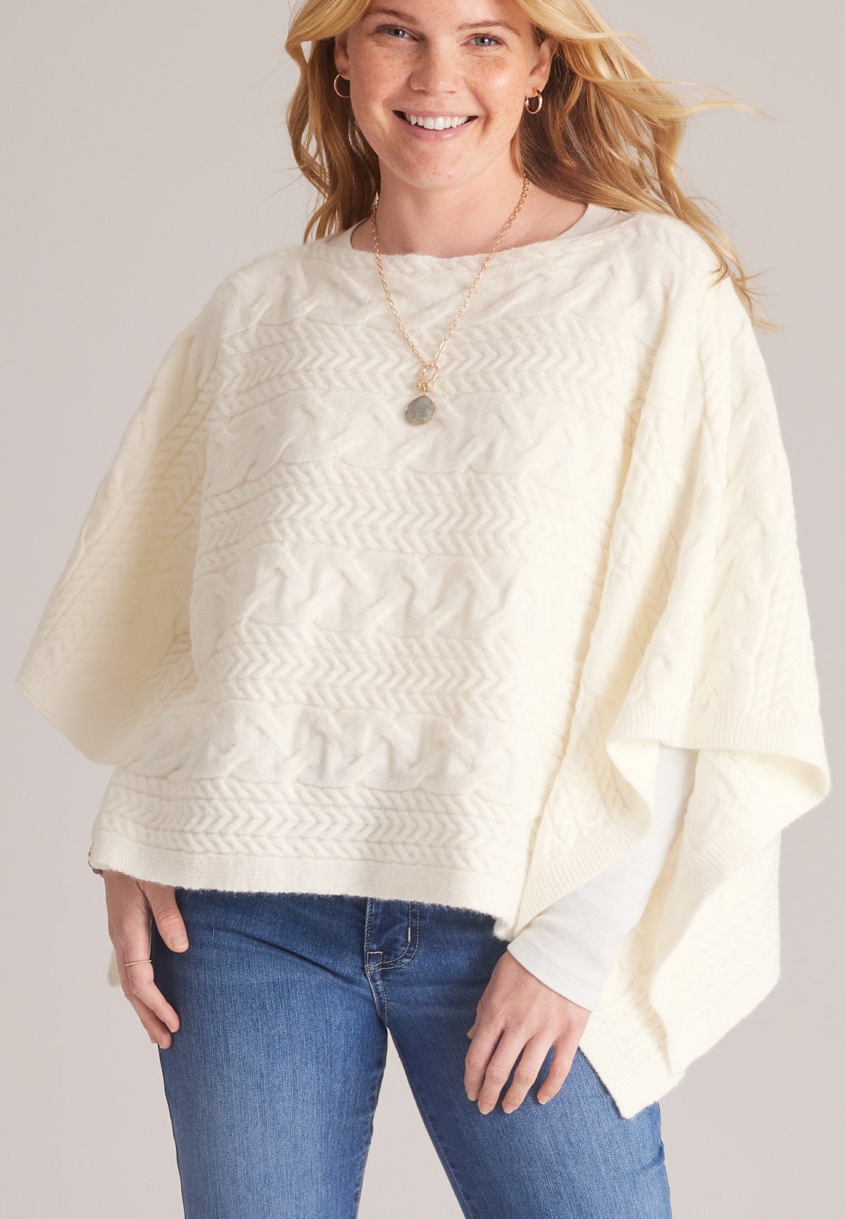 Maurices Cable Knit Boat Neck Sweater Poncho