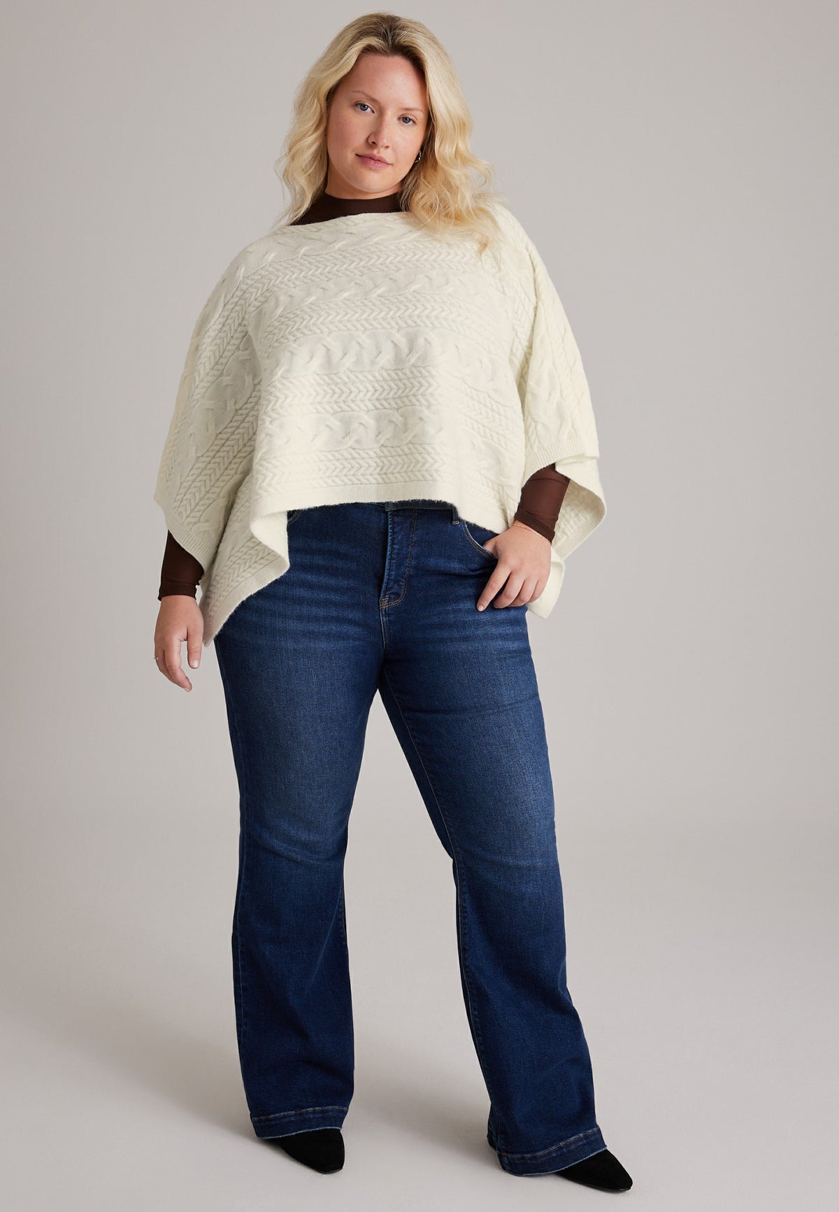 Maurices Cable Knit Boat Neck Sweater Poncho