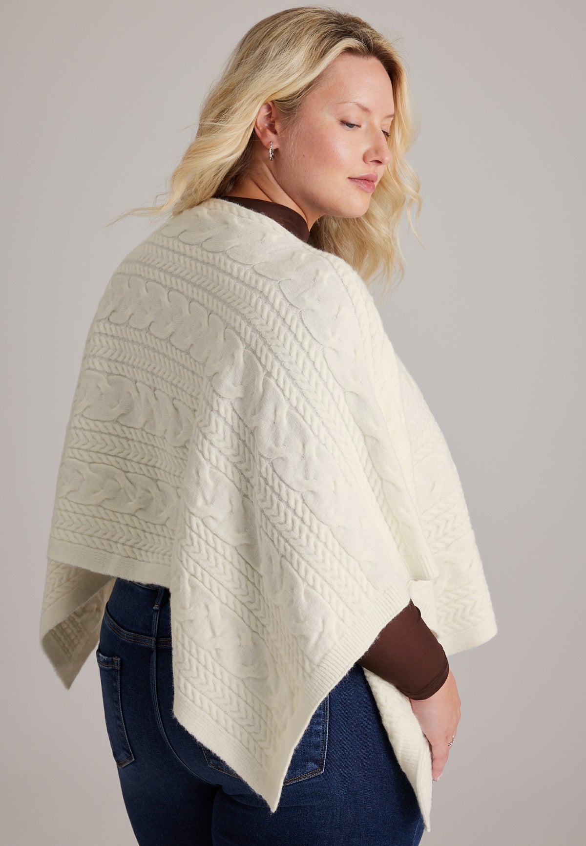 Maurices Cable Knit Boat Neck Sweater Poncho