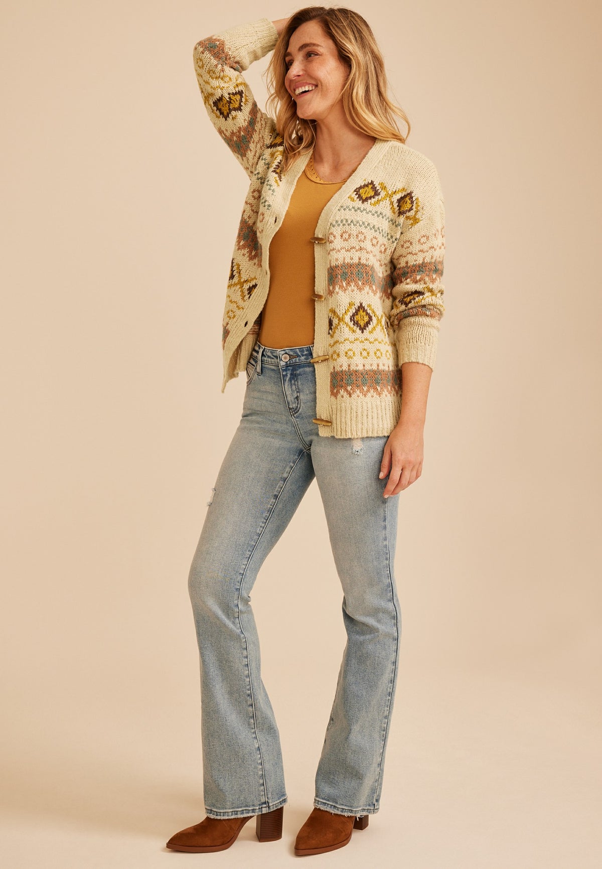 Maurices Southwest Fair Isle Toggle Cardigan