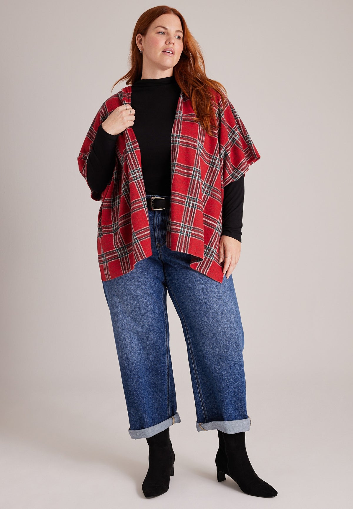 Maurices Plaid Hooded Blanket Kimono