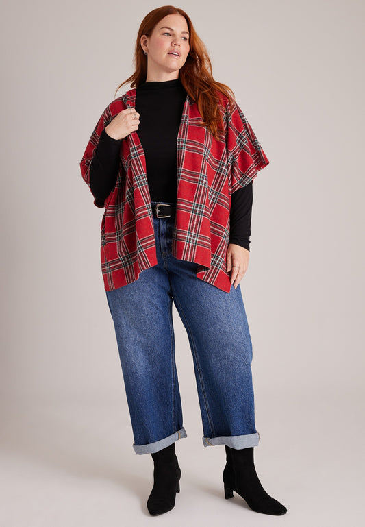 Maurices Plaid Hooded Blanket Kimono