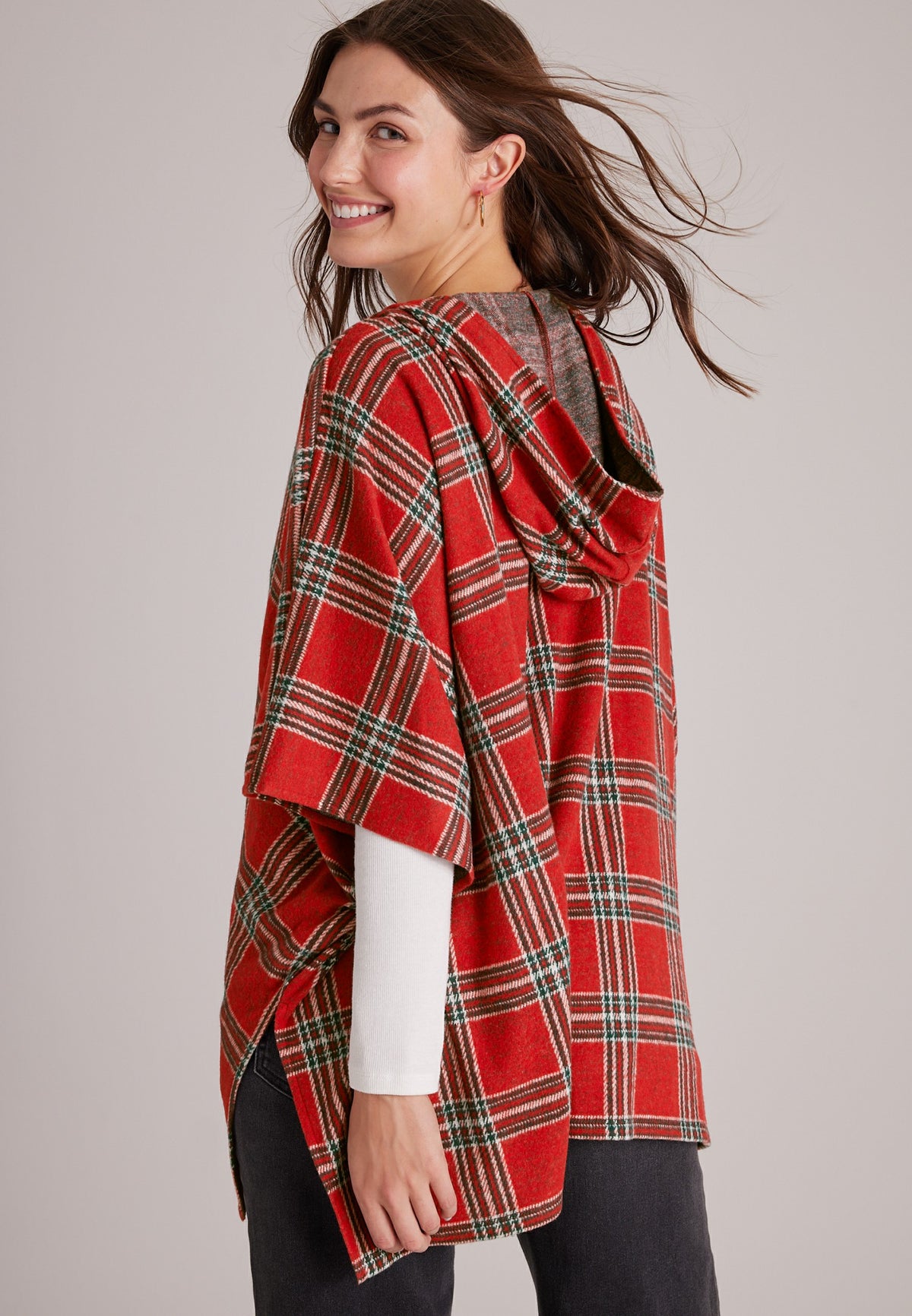 Maurices Plaid Hooded Blanket Kimono