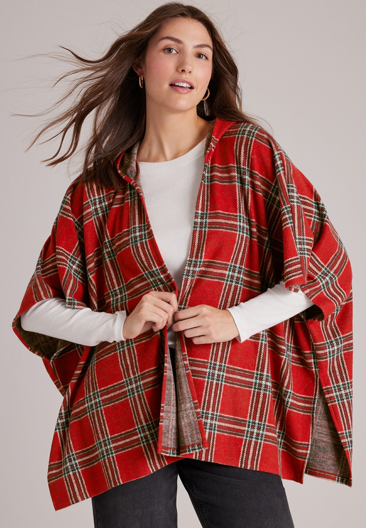 Maurices Plaid Hooded Blanket Kimono