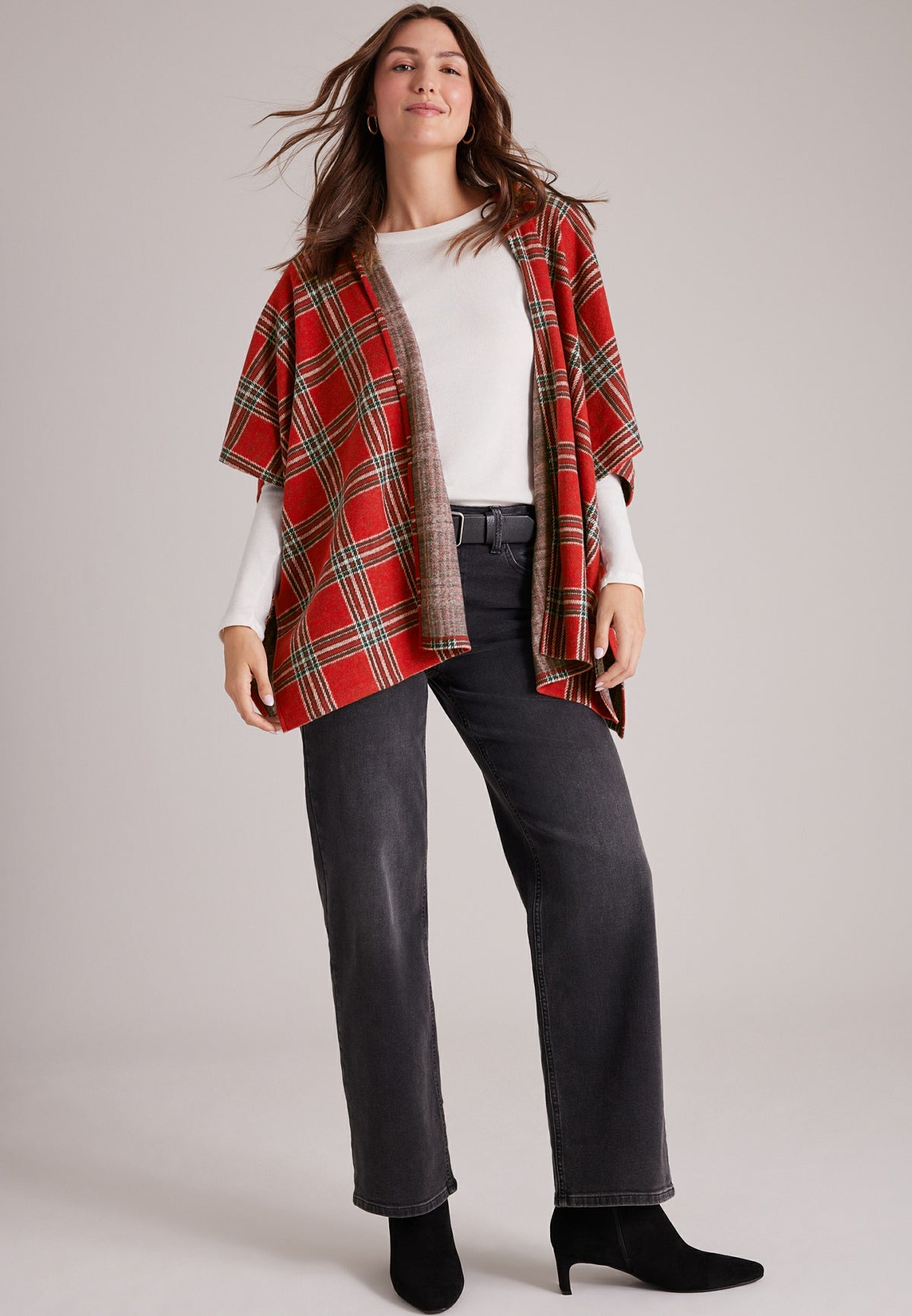 Maurices Plaid Hooded Blanket Kimono