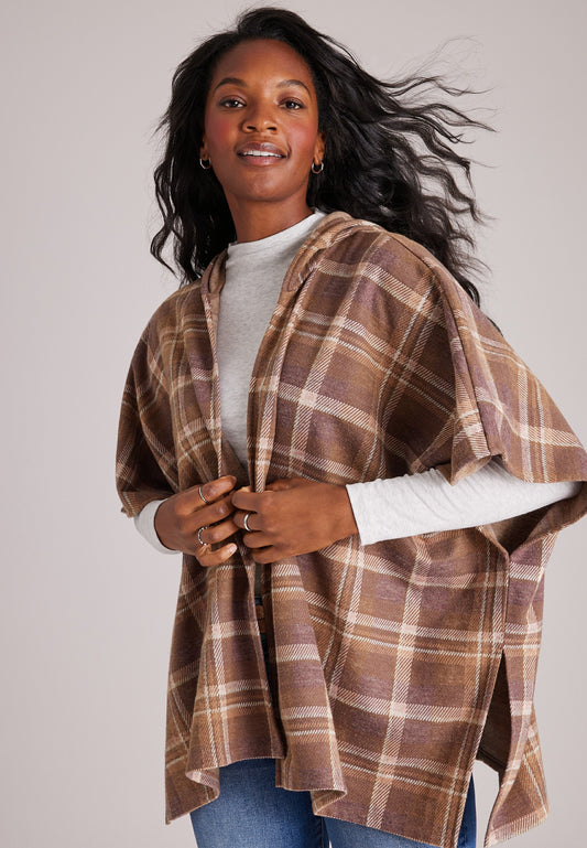 Maurices Plaid Hooded Blanket Kimono