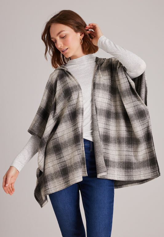 Maurices Plaid Hooded Blanket Kimono