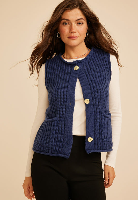 Maurices Chunky Stitch Button Front Sweater Vest