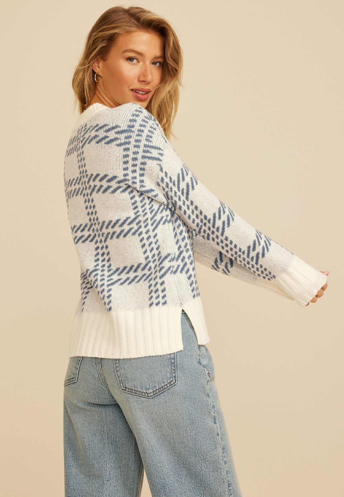 Maurices Plaid Crew Neck Sweater