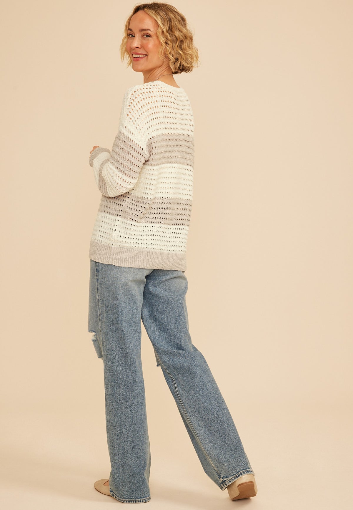 Maurices Boucle Stripe Crew Neck Sweater
