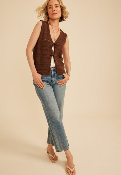 Maurices Textured Stripe Tie Front Vest