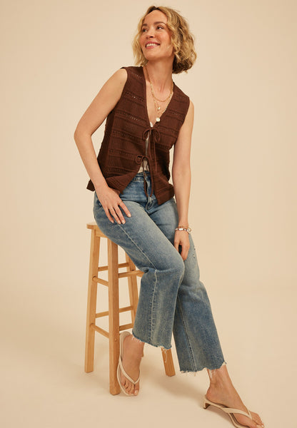 Maurices Textured Stripe Tie Front Vest