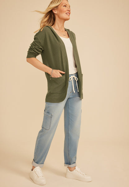 Maurices Brushed Waffle Hooded Cardigan