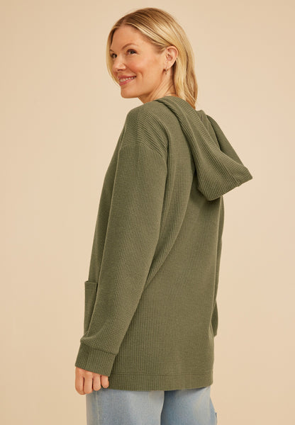Maurices Brushed Waffle Hooded Cardigan